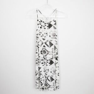 RVCA White Sleeveless Dress Geometric Print Casual Summer Racerback L